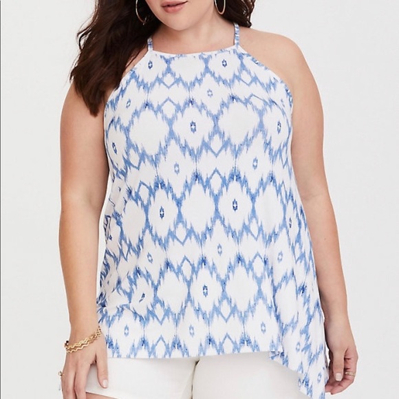Torrid Super Soft Blue & White Ikat Tank Cami NWT - Picture 2 of 5